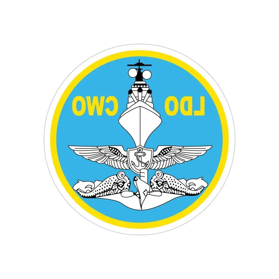 LDO CWO Patch (U.S. Navy) REVERSE PRINT Transparent Die-Cut STICKER 6 Inch Die-Cut Transparent - The Sticker Space