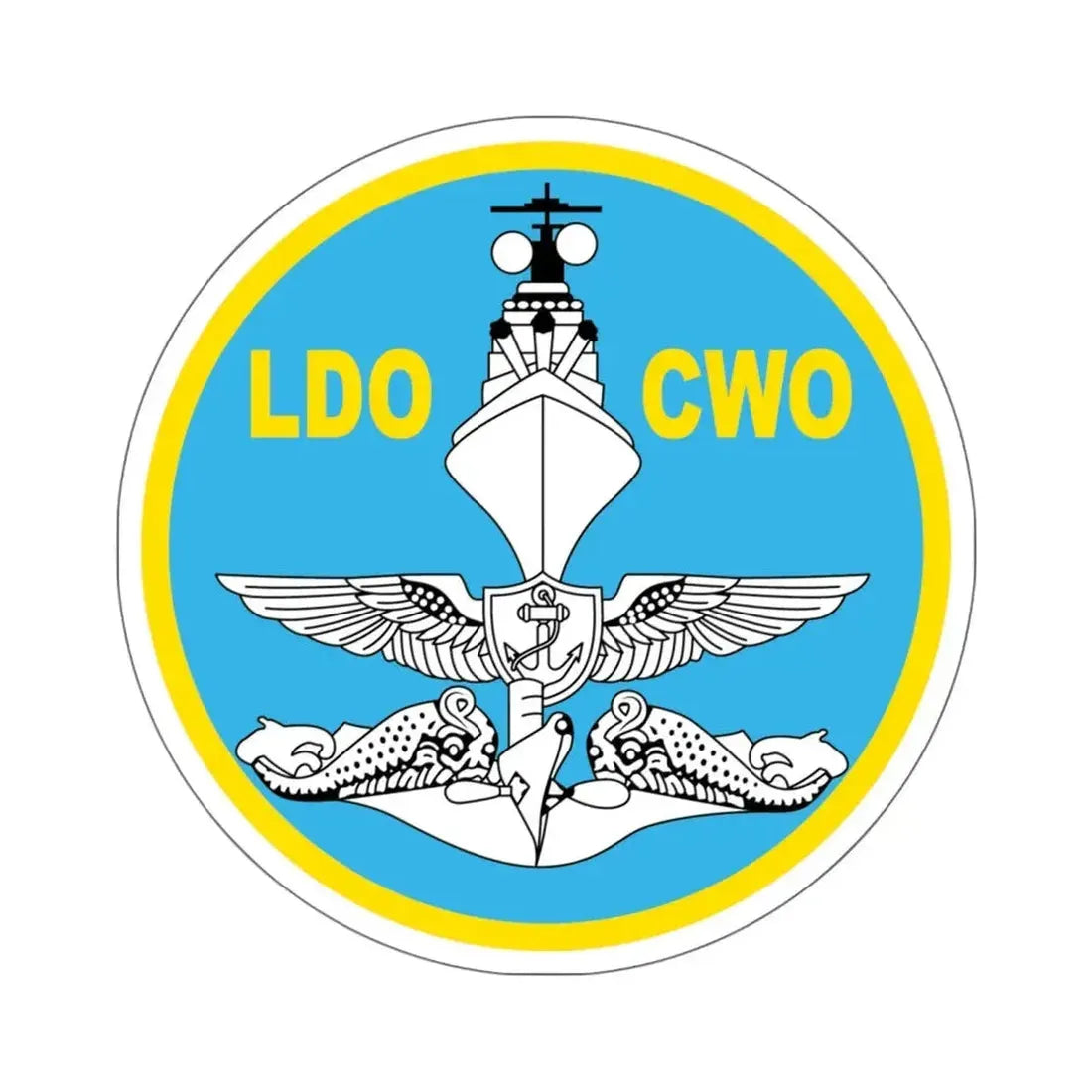 LDO CWO Patch (U.S. Navy) STICKER Vinyl Kiss-Cut Decal 6 Inch White - The Sticker Space