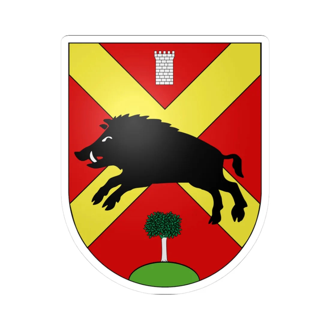 Le Flon-coat of arms (Switzerland) (Coat of Arms) STICKER Vinyl Kiss-Cut Decal 3 Inch White - The Sticker Space