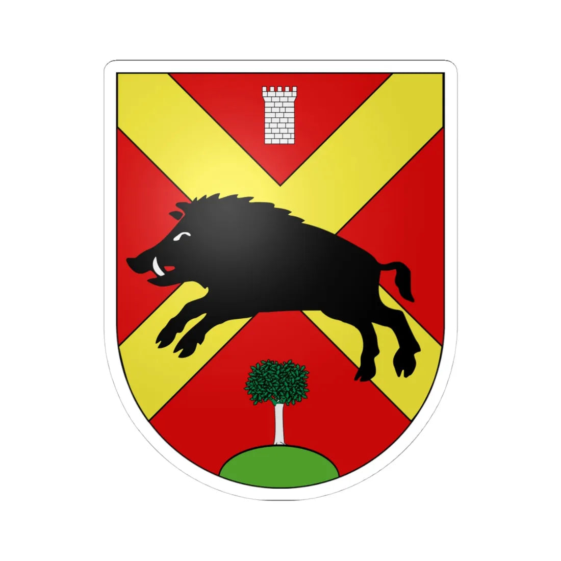 Le Flon-coat of arms (Switzerland) (Coat of Arms) STICKER Vinyl Kiss-Cut Decal 4 Inch White - The Sticker Space