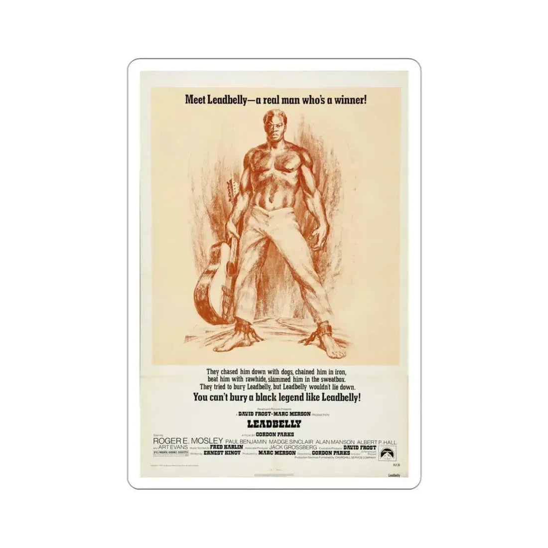 Leadbelly 1976 Movie Poster STICKER Vinyl Die-Cut Decal 3 Inch - The Sticker Space