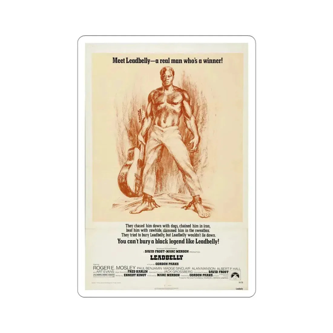 Leadbelly 1976 Movie Poster STICKER Vinyl Die-Cut Decal 4 Inch - The Sticker Space