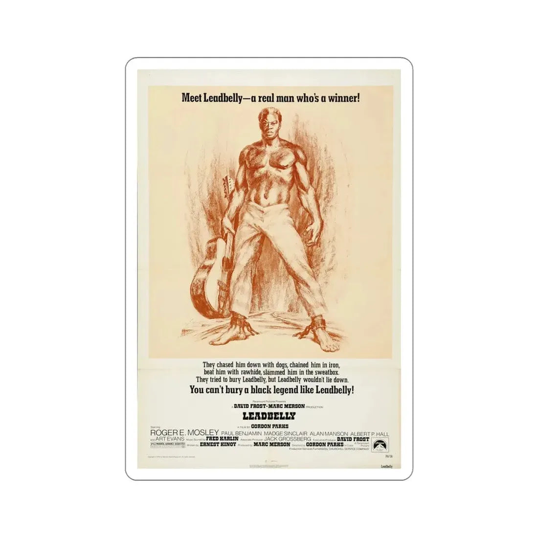 Leadbelly 1976 Movie Poster STICKER Vinyl Die-Cut Decal - The Sticker Space