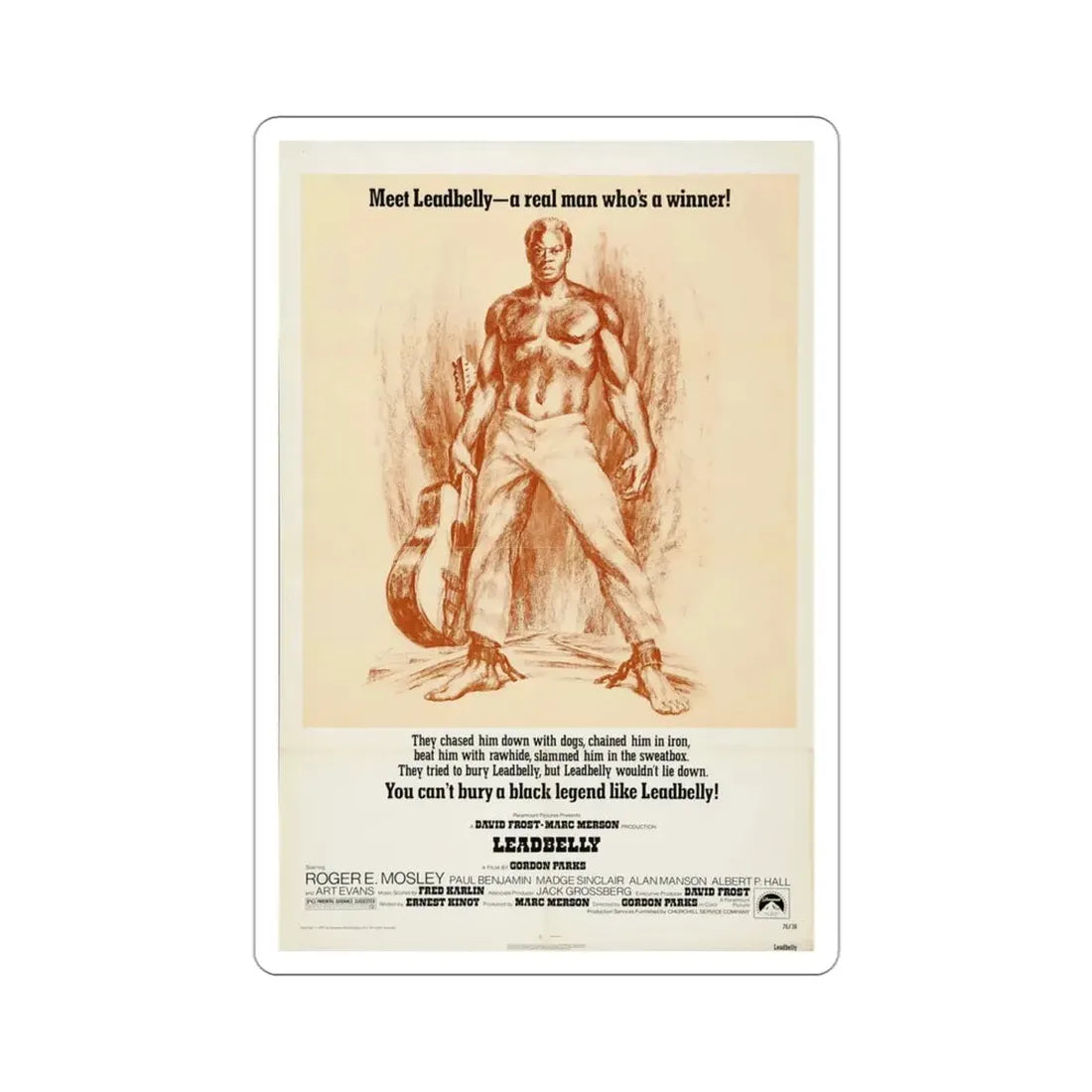 Leadbelly 1976 Movie Poster STICKER Vinyl Die-Cut Decal - The Sticker Space