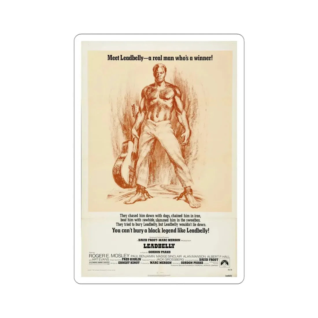 Leadbelly 1976 Movie Poster STICKER Vinyl Die-Cut Decal - The Sticker Space