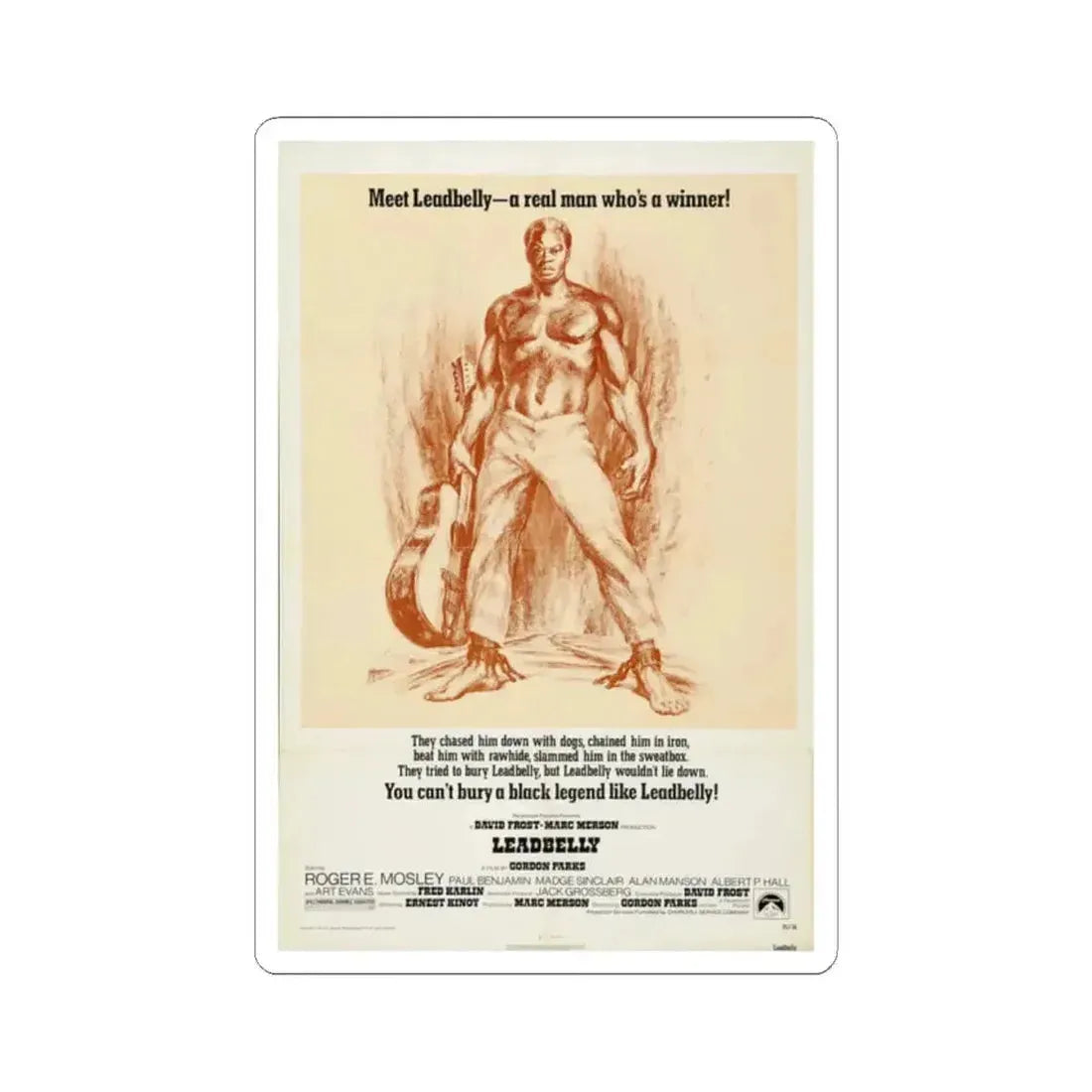 Leadbelly 1976 Movie Poster - STICKER Vinyl Kiss-Cut Decal 2 Inch White - The Sticker Space