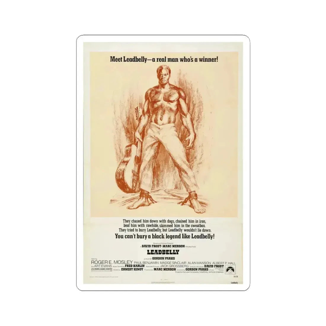 Leadbelly 1976 Movie Poster - STICKER Vinyl Kiss-Cut Decal 4 Inch White - The Sticker Space