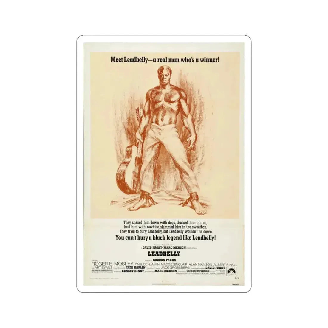 Leadbelly 1976 Movie Poster - STICKER Vinyl Kiss-Cut Decal 6 Inch White - The Sticker Space
