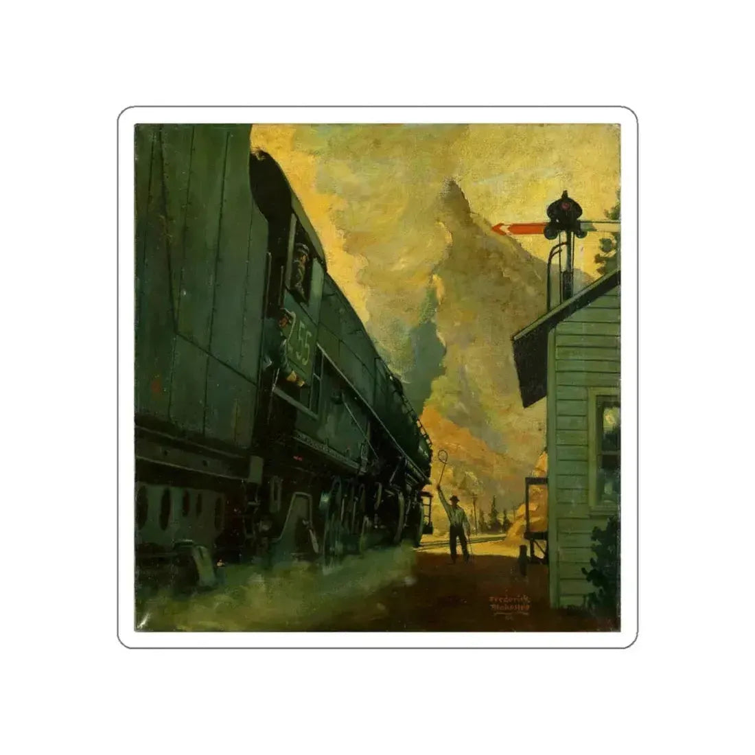 Leaving the Station, 1944 (Magazine Illustration) STICKER Vinyl Die-Cut Decal White Die-Cut 6 Inch - The Sticker Space