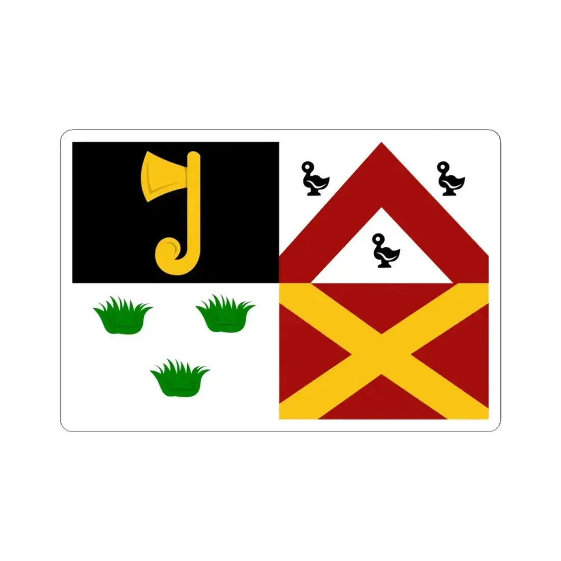 Ledegem vlag (Belgium) STICKER Vinyl Kiss-Cut Decal 4 Inch White - The Sticker Space