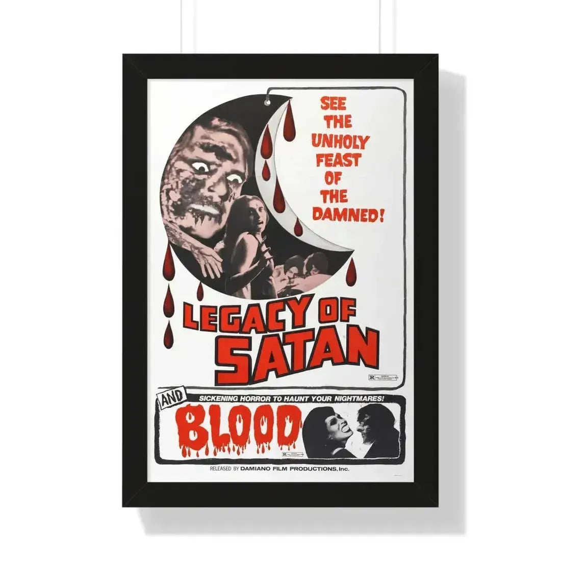 LEGACY OF SATAN + BLOOD 1974 - Framed Movie Poster 16″ x 24″ Black - The Sticker Space