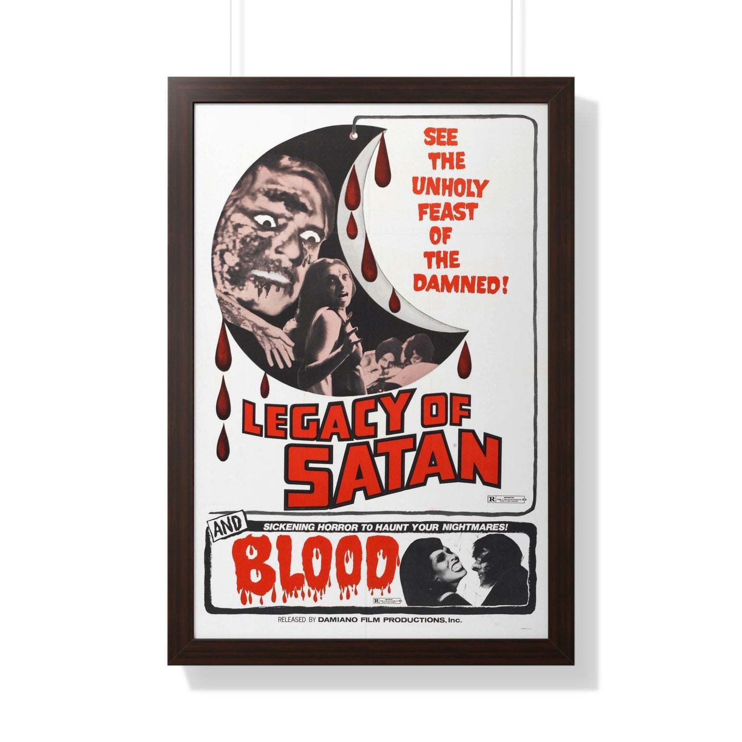 LEGACY OF SATAN + BLOOD 1974 - Framed Movie Poster-20" x 30"-The Sticker Space