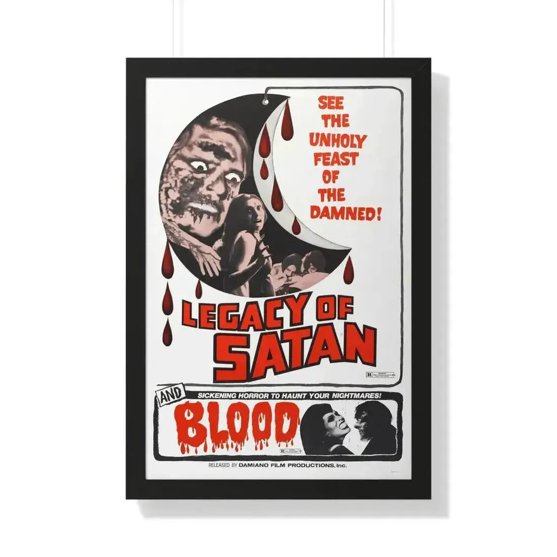 LEGACY OF SATAN + BLOOD 1974 - Framed Movie Poster - The Sticker Space