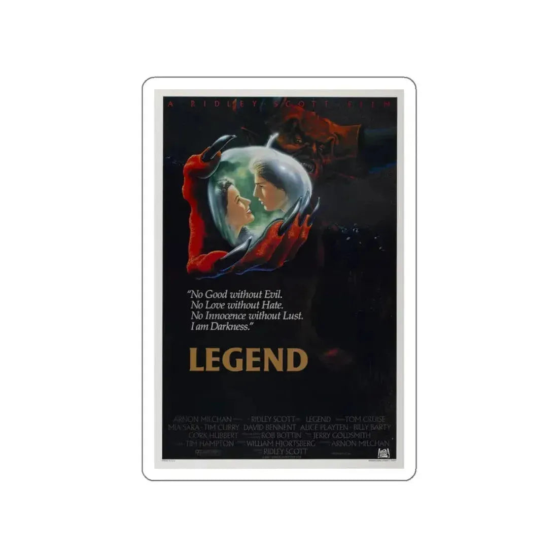 LEGEND 1985 Movie Poster STICKER Vinyl Die-Cut Decal 5 Inch - The Sticker Space