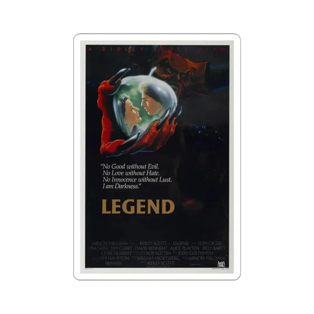 LEGEND 1985 Movie Poster - STICKER Vinyl Kiss-Cut Decal 3 Inch White - The Sticker Space