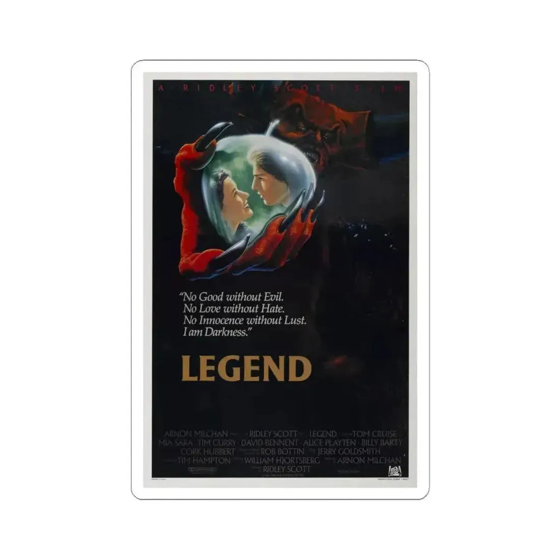 LEGEND 1985 Movie Poster - STICKER Vinyl Kiss-Cut Decal 6 Inch White - The Sticker Space