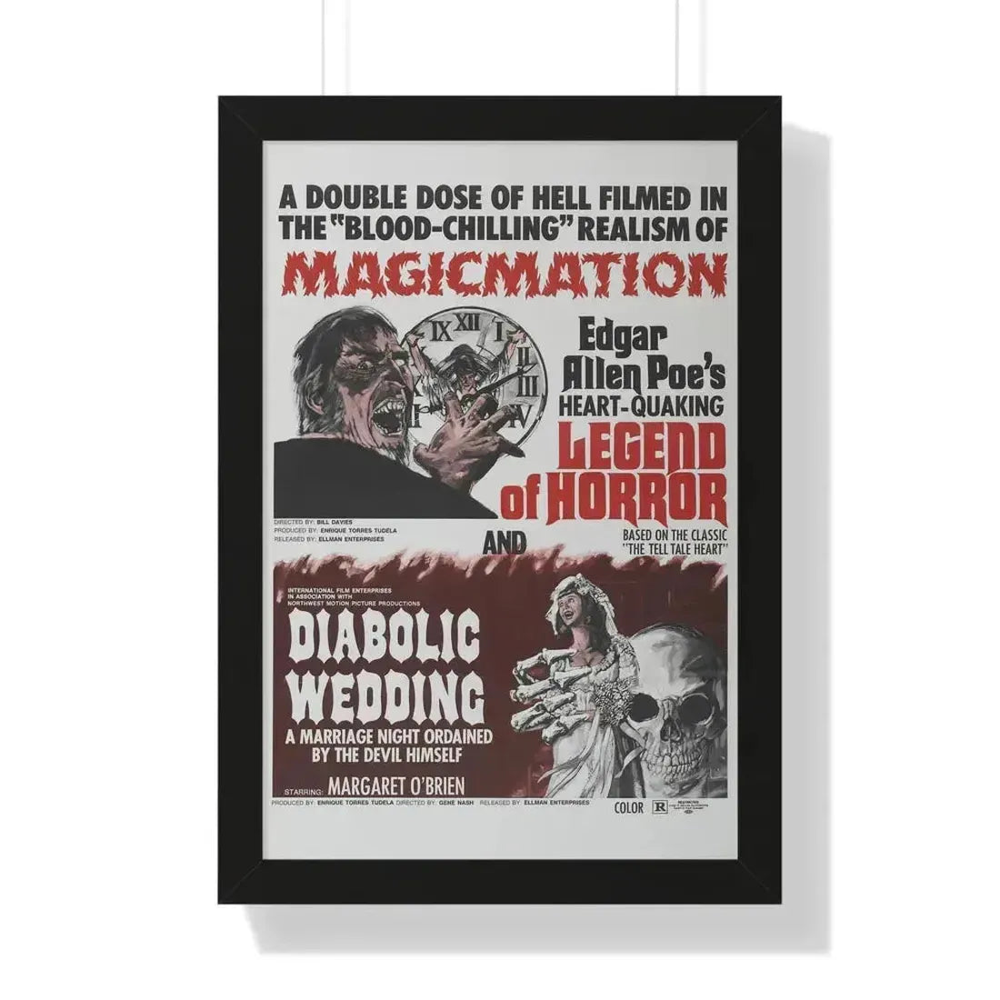 LEGEND OF HORROR & DIABOLIC WEDDING 1971 - Framed Movie Poster 16″ x 24″ Black - The Sticker Space