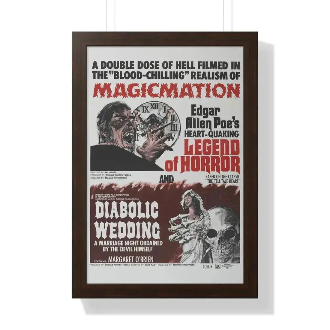 LEGEND OF HORROR & DIABOLIC WEDDING 1971 - Framed Movie Poster 16″ x 24″ Walnut - The Sticker Space