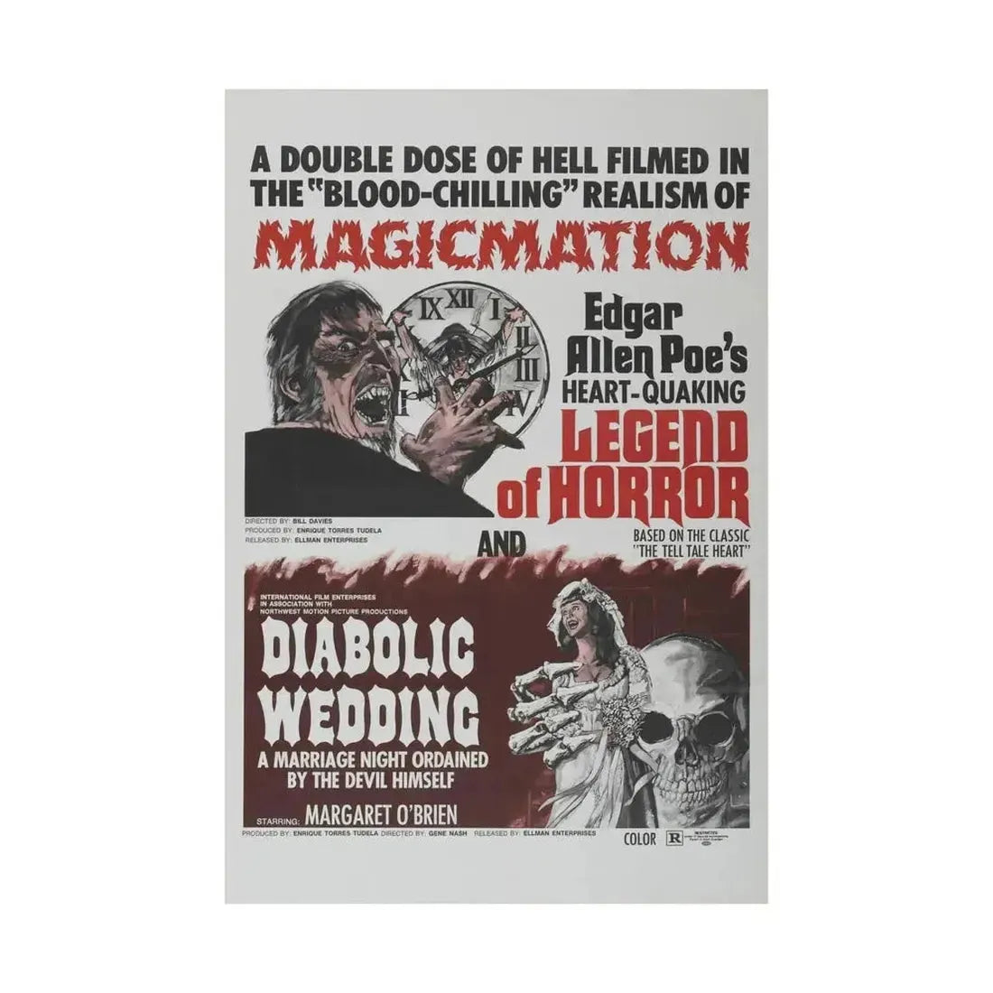 LEGEND OF HORROR & DIABOLIC WEDDING 1971 - Paper Movie Poster - The Sticker Space