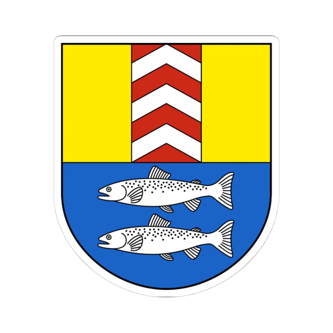 LeLanderon-blazon (Switzerland) (Coat of Arms) STICKER Vinyl Kiss-Cut Decal 4 Inch White - The Sticker Space