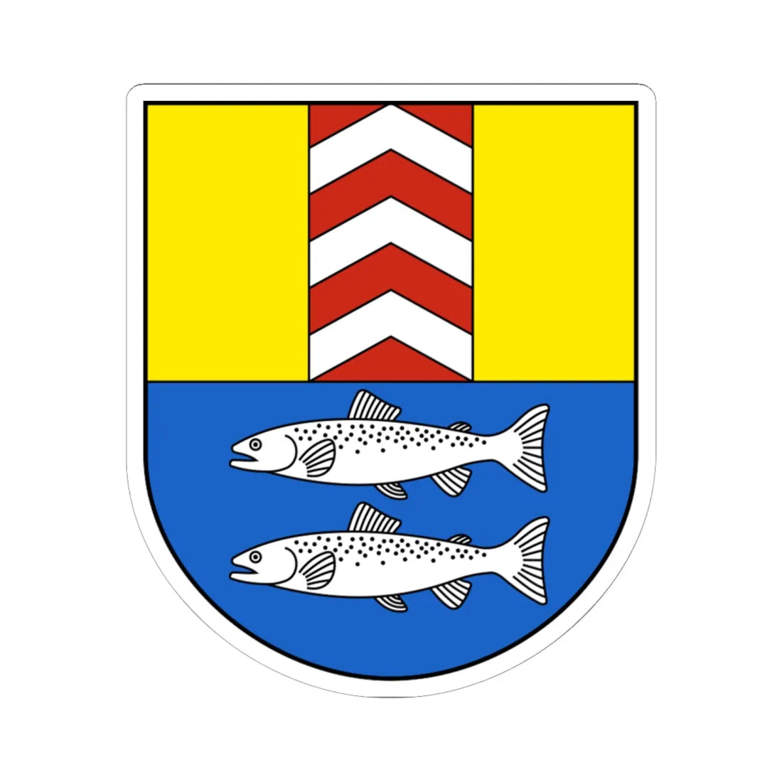 LeLanderon-blazon (Switzerland) (Coat of Arms) STICKER Vinyl Kiss-Cut Decal 6 Inch White - The Sticker Space