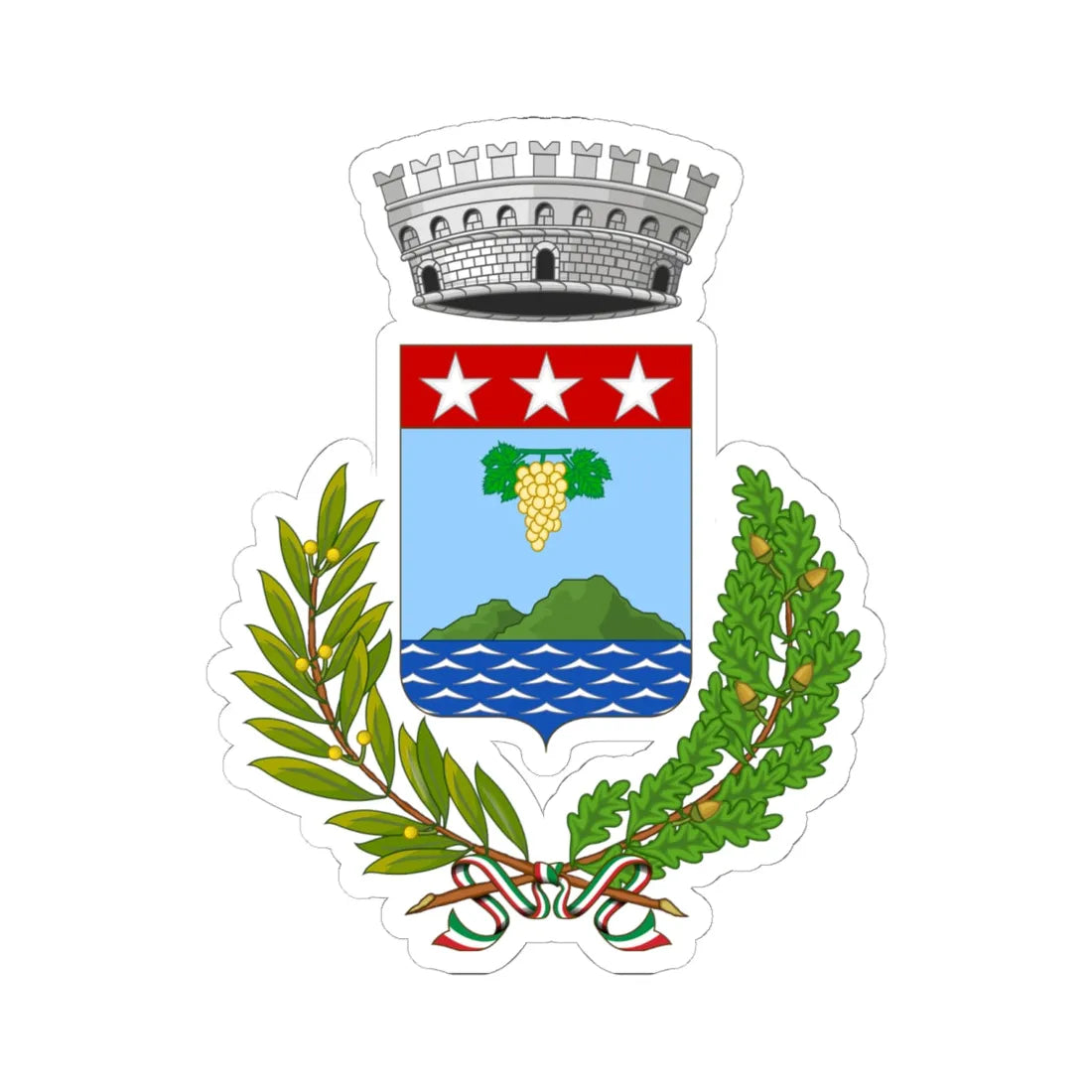 Leni-Stemma (Italy) (Coat of Arms) STICKER Vinyl Kiss-Cut Decal 6 Inch White - The Sticker Space