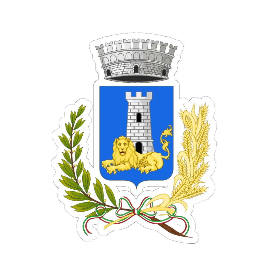 Lentini-Stemma (Italy) (Coat of Arms) STICKER Vinyl Kiss-Cut Decal 6 Inch White - The Sticker Space