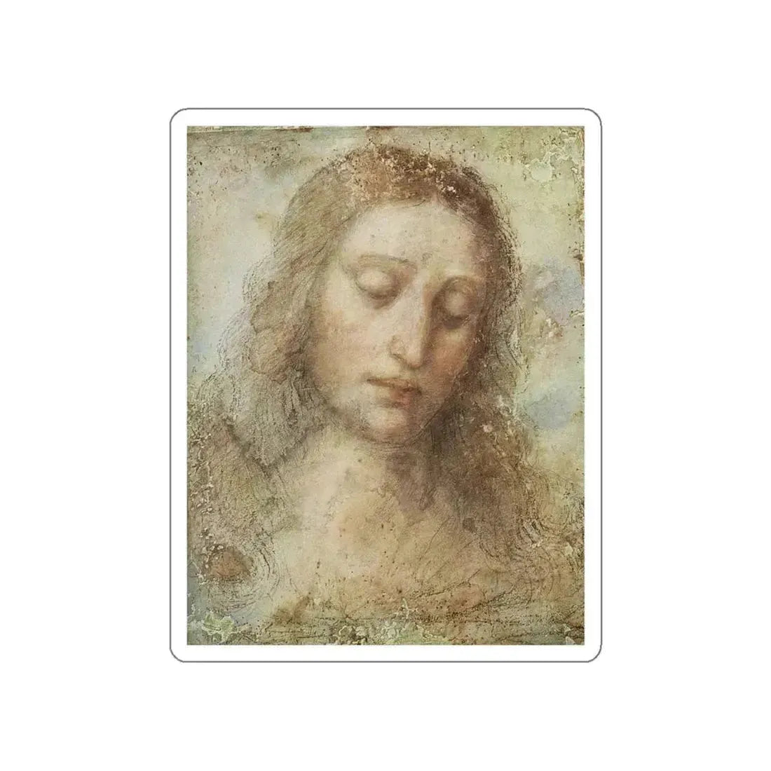 LEONARDO da Vinci - Head of Christ c1494 5 (Artwork) STICKER Vinyl Die-Cut Decal White Die-Cut 6 Inch - The Sticker Space