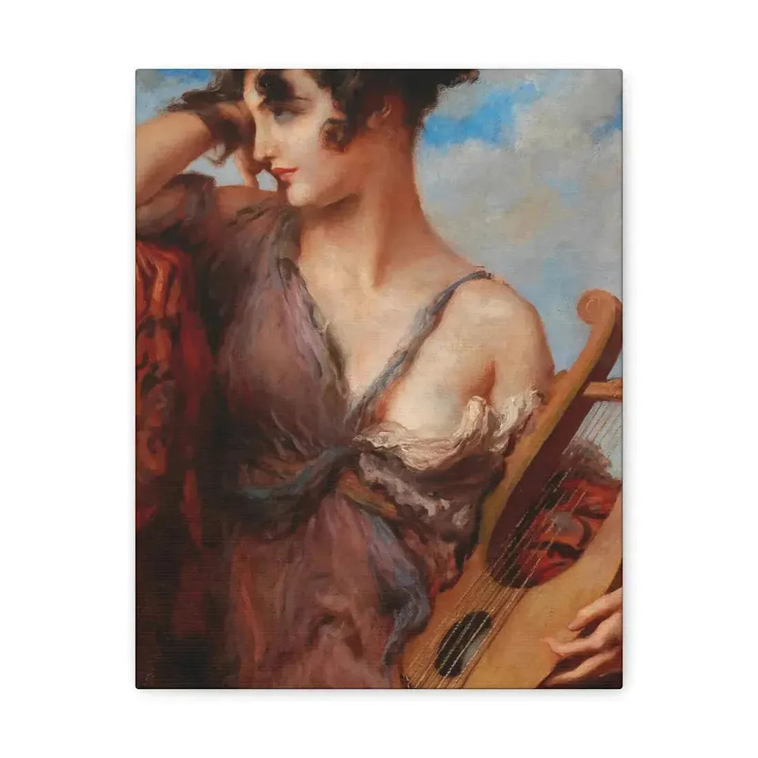 Leopold Schmutzler (1864-1940) Woman with Lyre - Canvas Wall Art 11″ x 14″ 1.25" - The Sticker Space