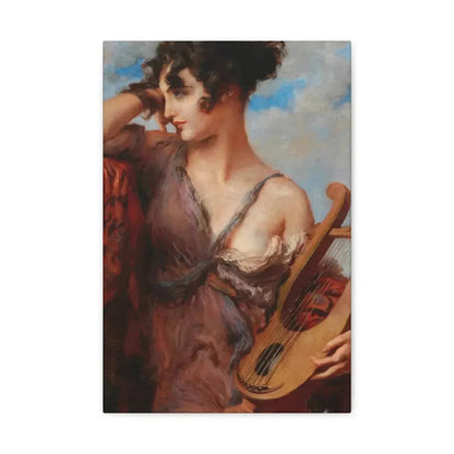 Leopold Schmutzler (1864-1940) Woman with Lyre - Canvas Wall Art 12" x 18" 1.25" - The Sticker Space