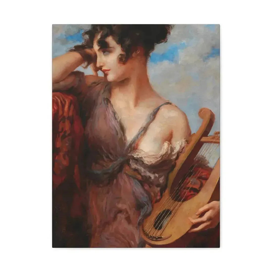 Leopold Schmutzler (1864-1940) Woman with Lyre - Canvas Wall Art 18″ x 24″ 1.25" - The Sticker Space