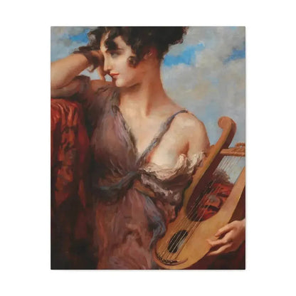 Leopold Schmutzler (1864-1940) Woman with Lyre - Canvas Wall Art 24″ x 30″ 1.25" - The Sticker Space