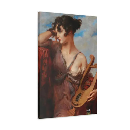 Leopold Schmutzler (1864-1940) Woman with Lyre - Canvas Wall Art - The Sticker Space