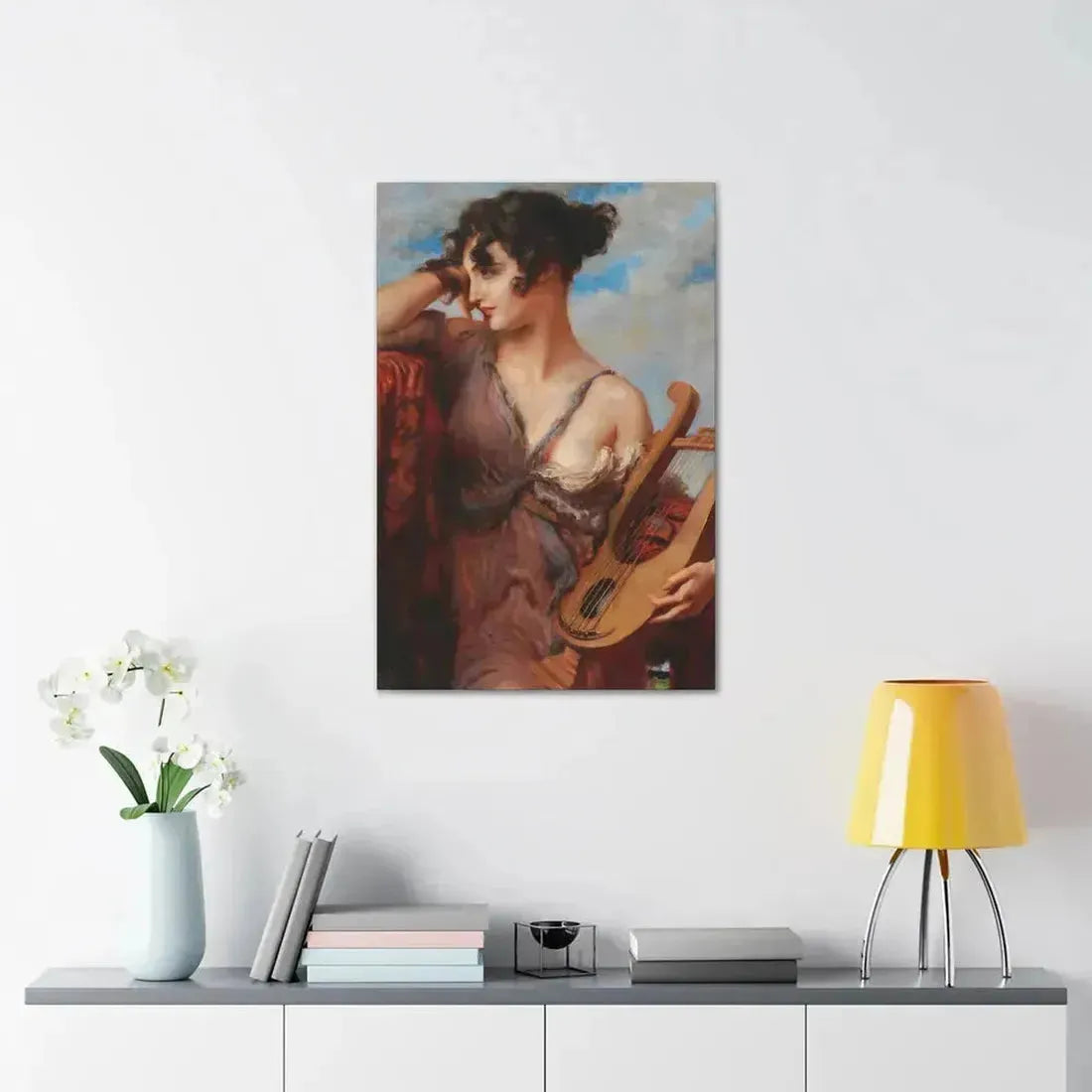 Leopold Schmutzler (1864-1940) Woman with Lyre - Canvas Wall Art - The Sticker Space