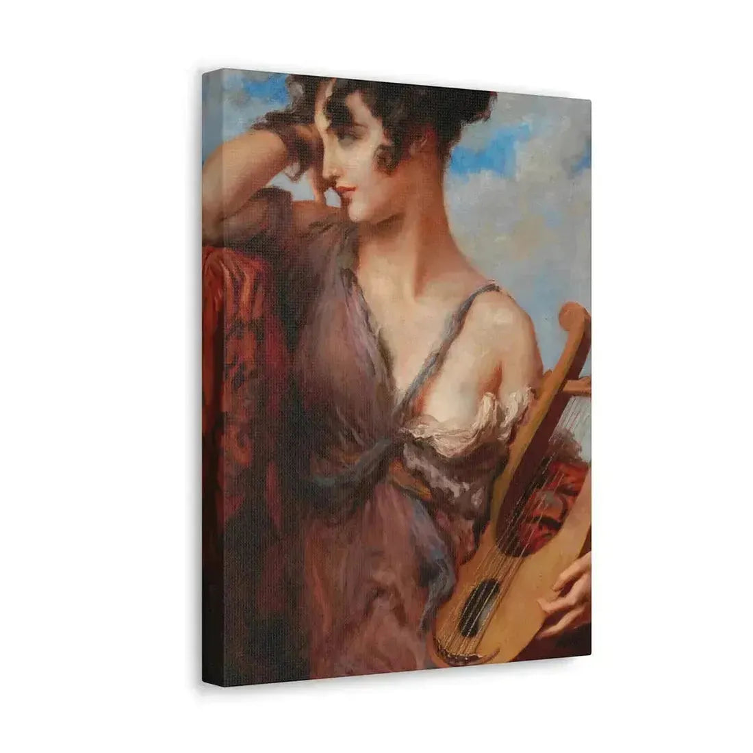 Leopold Schmutzler (1864-1940) Woman with Lyre - Canvas Wall Art - The Sticker Space