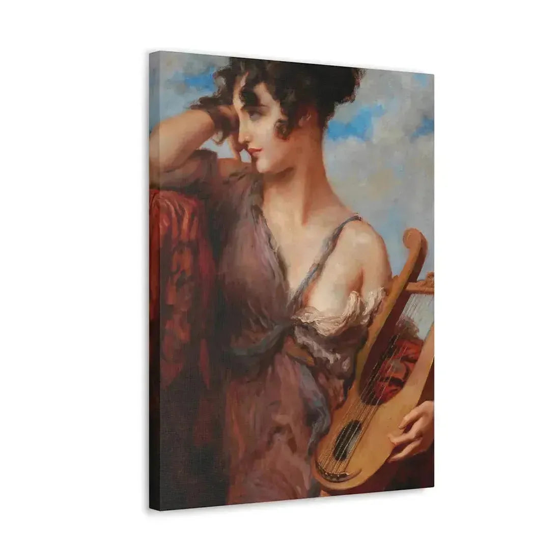 Leopold Schmutzler (1864-1940) Woman with Lyre - Canvas Wall Art - The Sticker Space