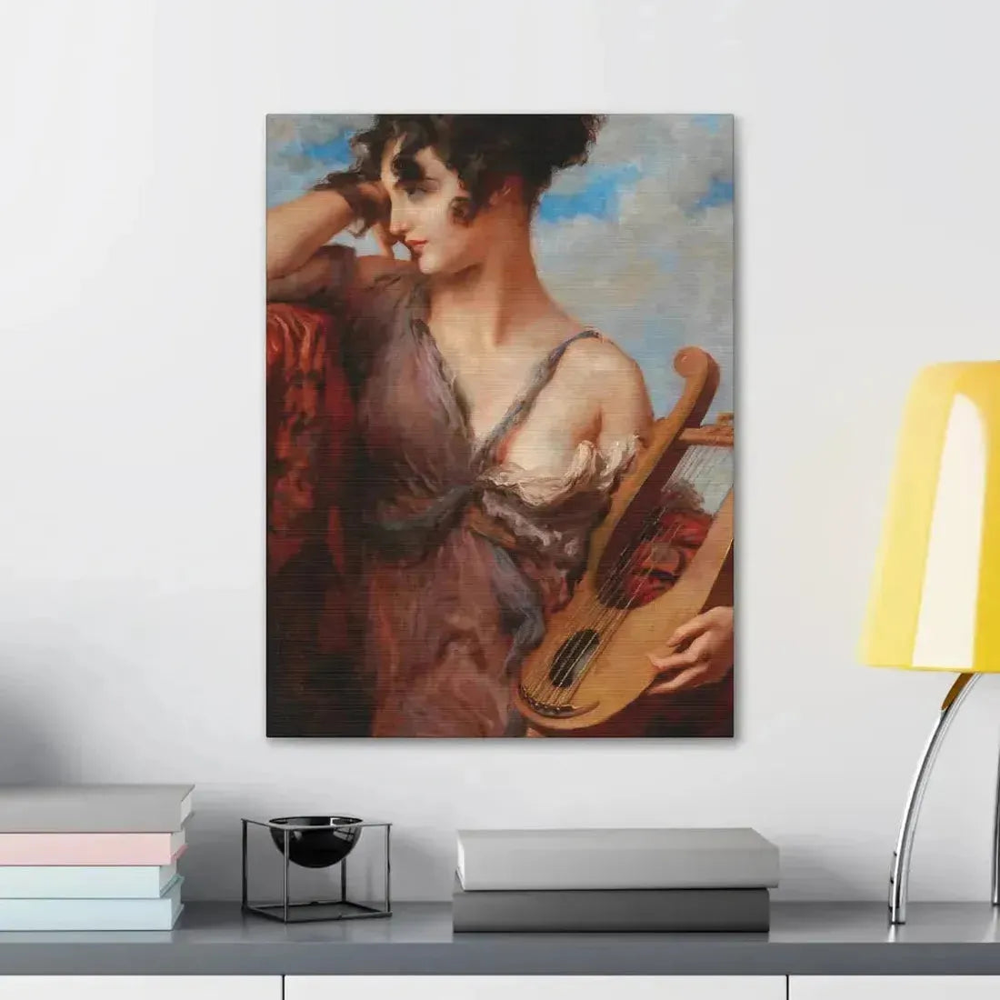 Leopold Schmutzler (1864-1940) Woman with Lyre - Canvas Wall Art - The Sticker Space