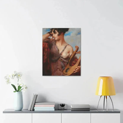 Leopold Schmutzler (1864-1940) Woman with Lyre - Canvas Wall Art - The Sticker Space