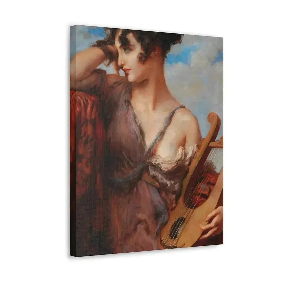 Leopold Schmutzler (1864-1940) Woman with Lyre - Canvas Wall Art - The Sticker Space