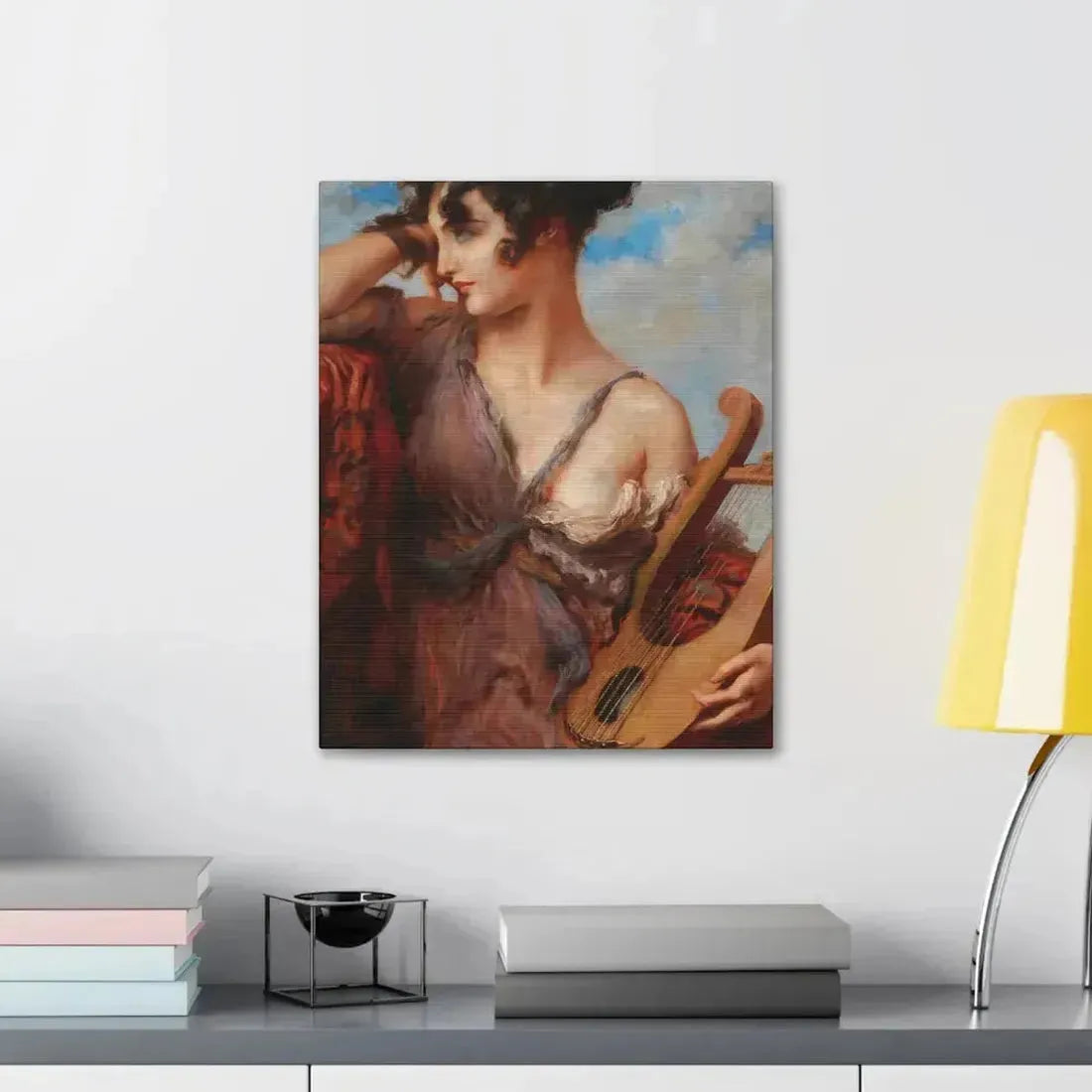 Leopold Schmutzler (1864-1940) Woman with Lyre - Canvas Wall Art - The Sticker Space