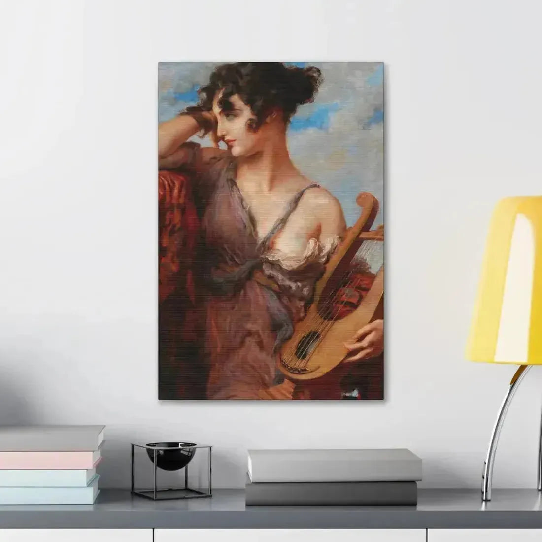 Leopold Schmutzler (1864-1940) Woman with Lyre - Canvas Wall Art - The Sticker Space