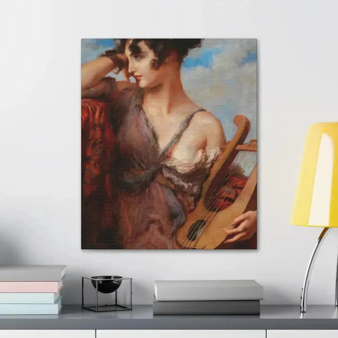 Leopold Schmutzler (1864-1940) Woman with Lyre - Canvas Wall Art - The Sticker Space