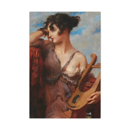 Leopold Schmutzler (1864-1940) Woman with Lyre - Canvas Wall Art - The Sticker Space