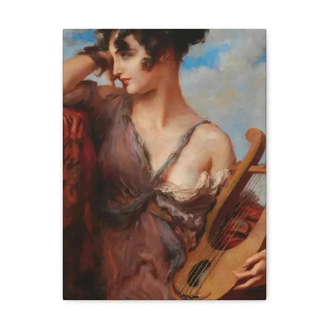 Leopold Schmutzler (1864-1940) Woman with Lyre - Canvas Wall Art - The Sticker Space