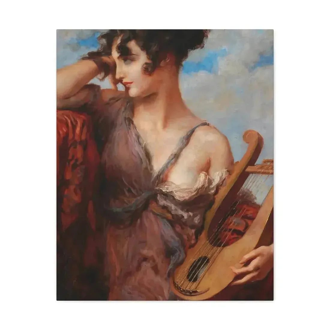 Leopold Schmutzler (1864-1940) Woman with Lyre - Canvas Wall Art - The Sticker Space