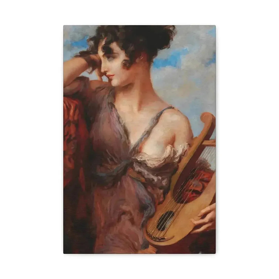 Leopold Schmutzler (1864-1940) Woman with Lyre - Canvas Wall Art - The Sticker Space