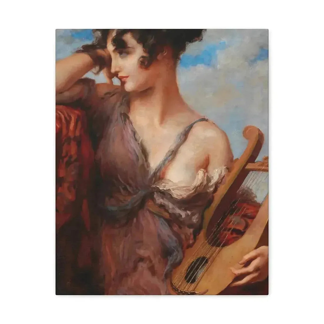 Leopold Schmutzler (1864-1940) Woman with Lyre - Canvas Wall Art - The Sticker Space