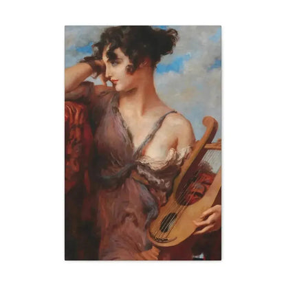 Leopold Schmutzler (1864-1940) Woman with Lyre - Canvas Wall Art - The Sticker Space