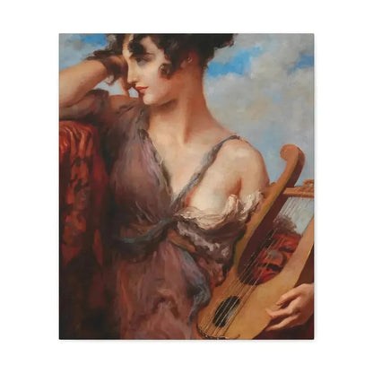 Leopold Schmutzler (1864-1940) Woman with Lyre - Canvas Wall Art - The Sticker Space