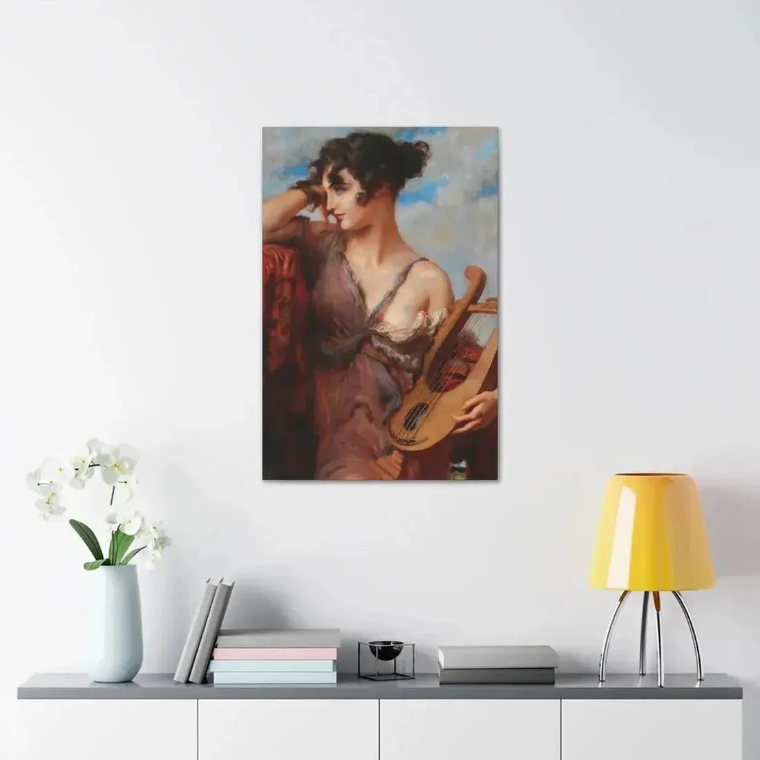 Leopold Schmutzler (1864-1940) Woman with Lyre - Canvas Wall Art - The Sticker Space